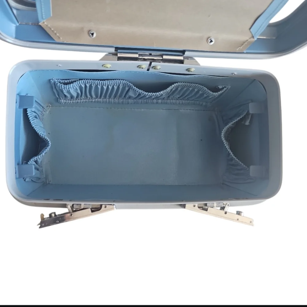 Vintage Samsonite Sentry Hard Case Train Case Blue Makeup Travel Storage